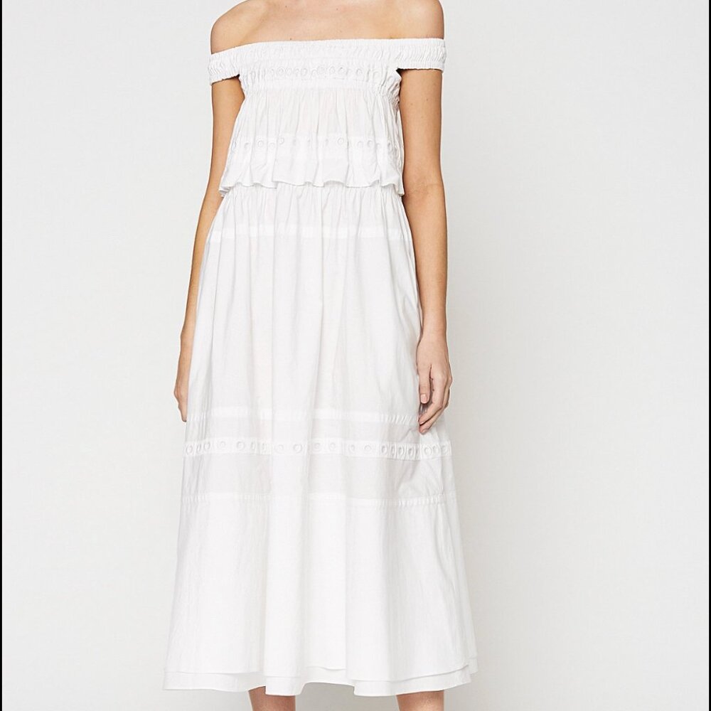Scanlan Theodore Elegant White Eyelet Dress S